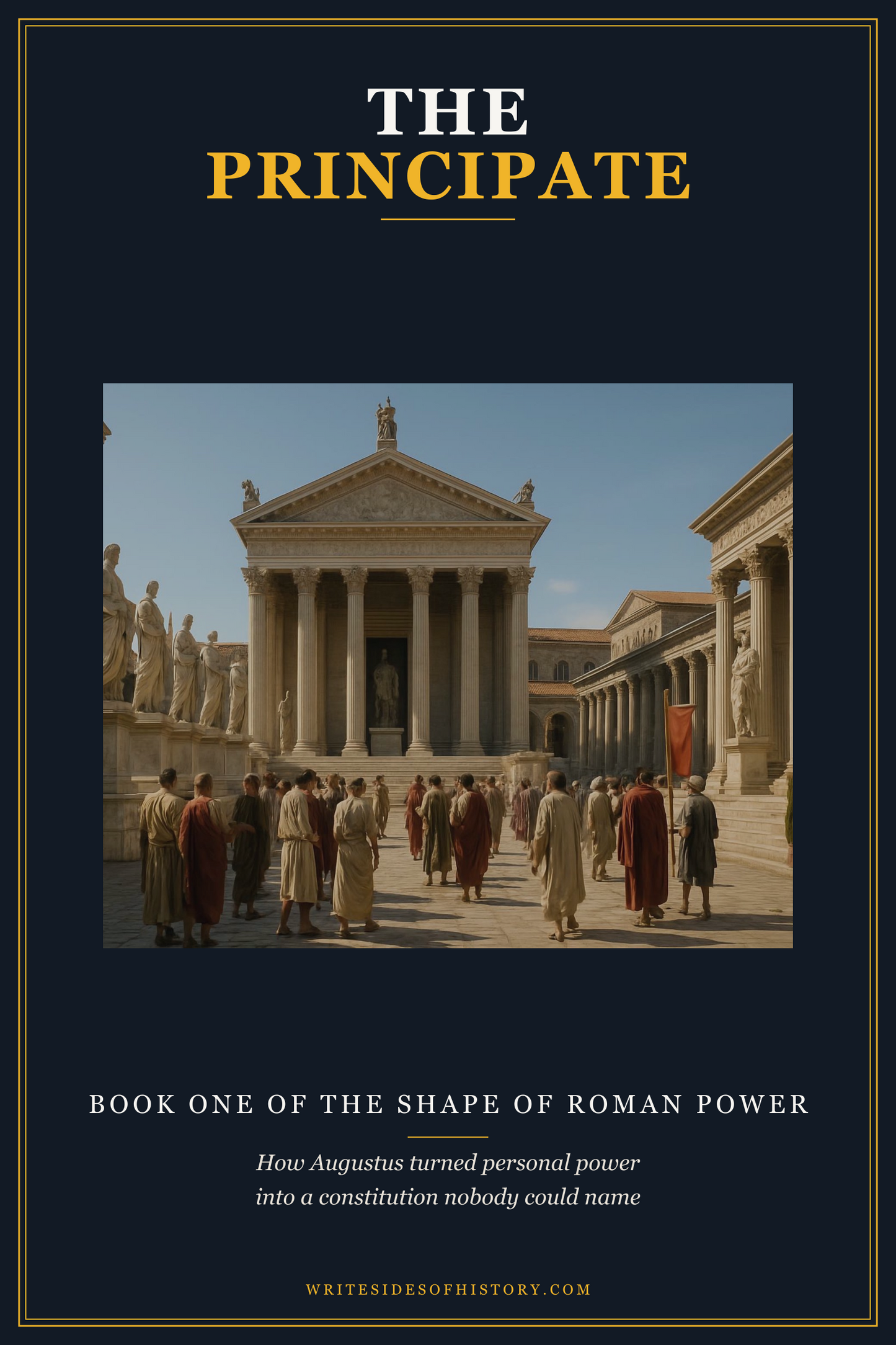 Cover of The Principate: the Roman Forum with senators and magistrates, under the title in the Writesides of History series frame