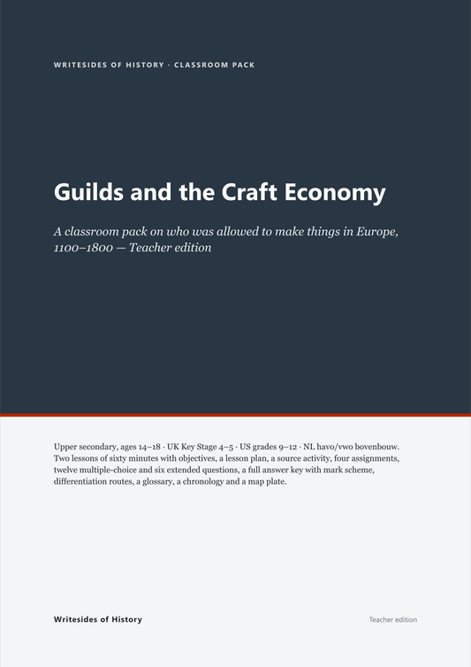Cover of the teacher edition of Guilds and the Craft Economy, a classroom pack for ages 14 to 18