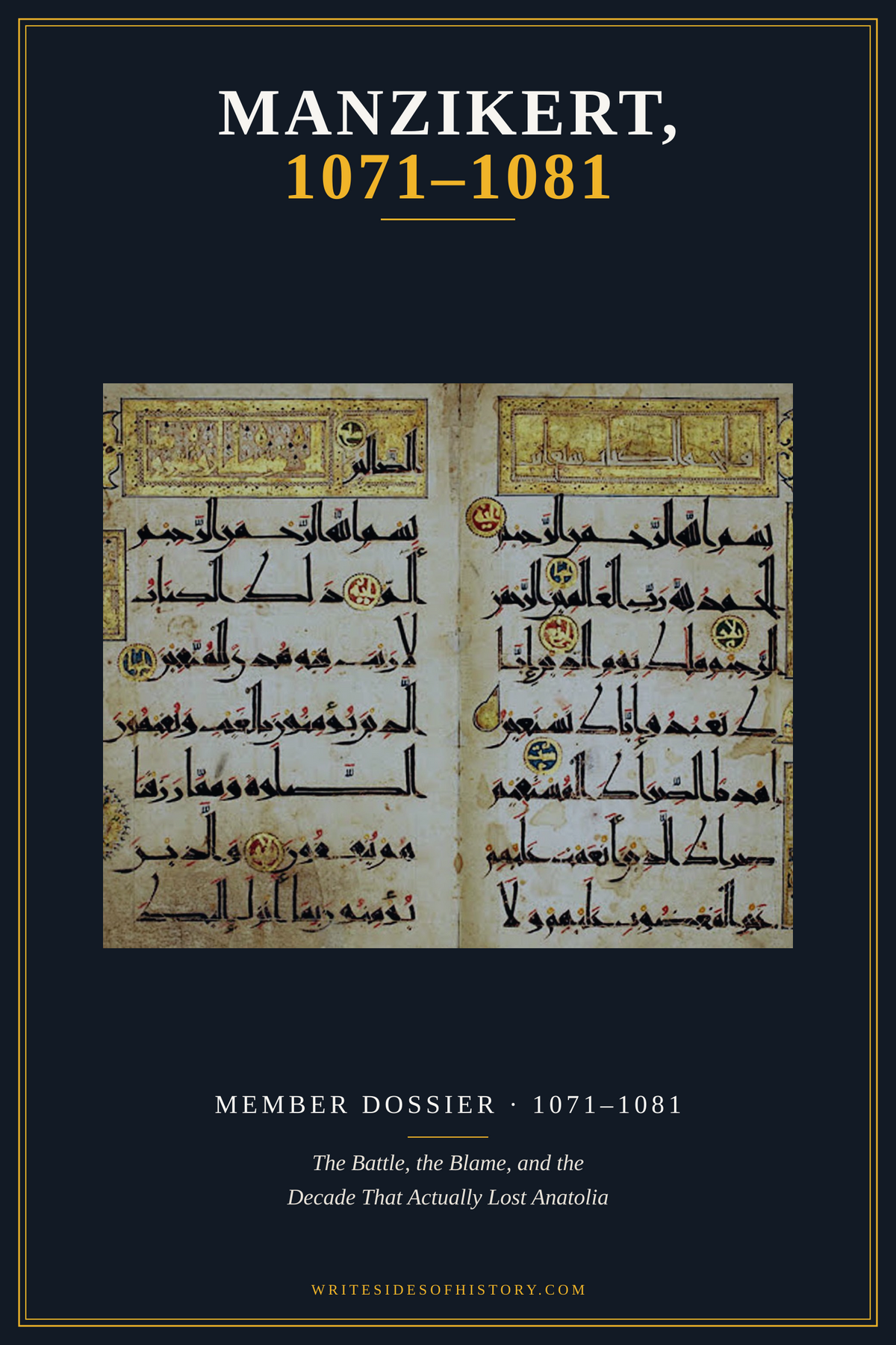 The cover of Manzikert, under the title and the Writesides of History frame