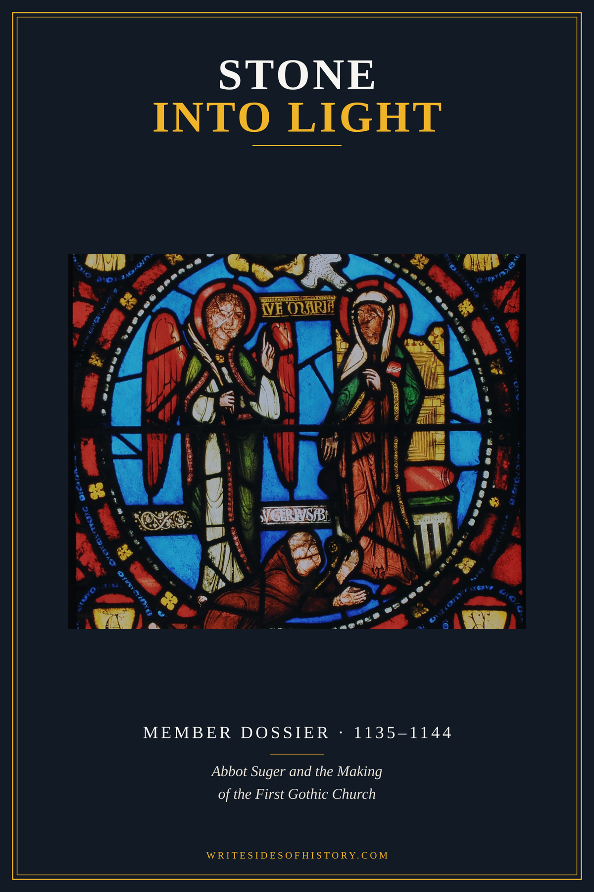 The cover of Stone into Light, under the title and the Writesides of History frame