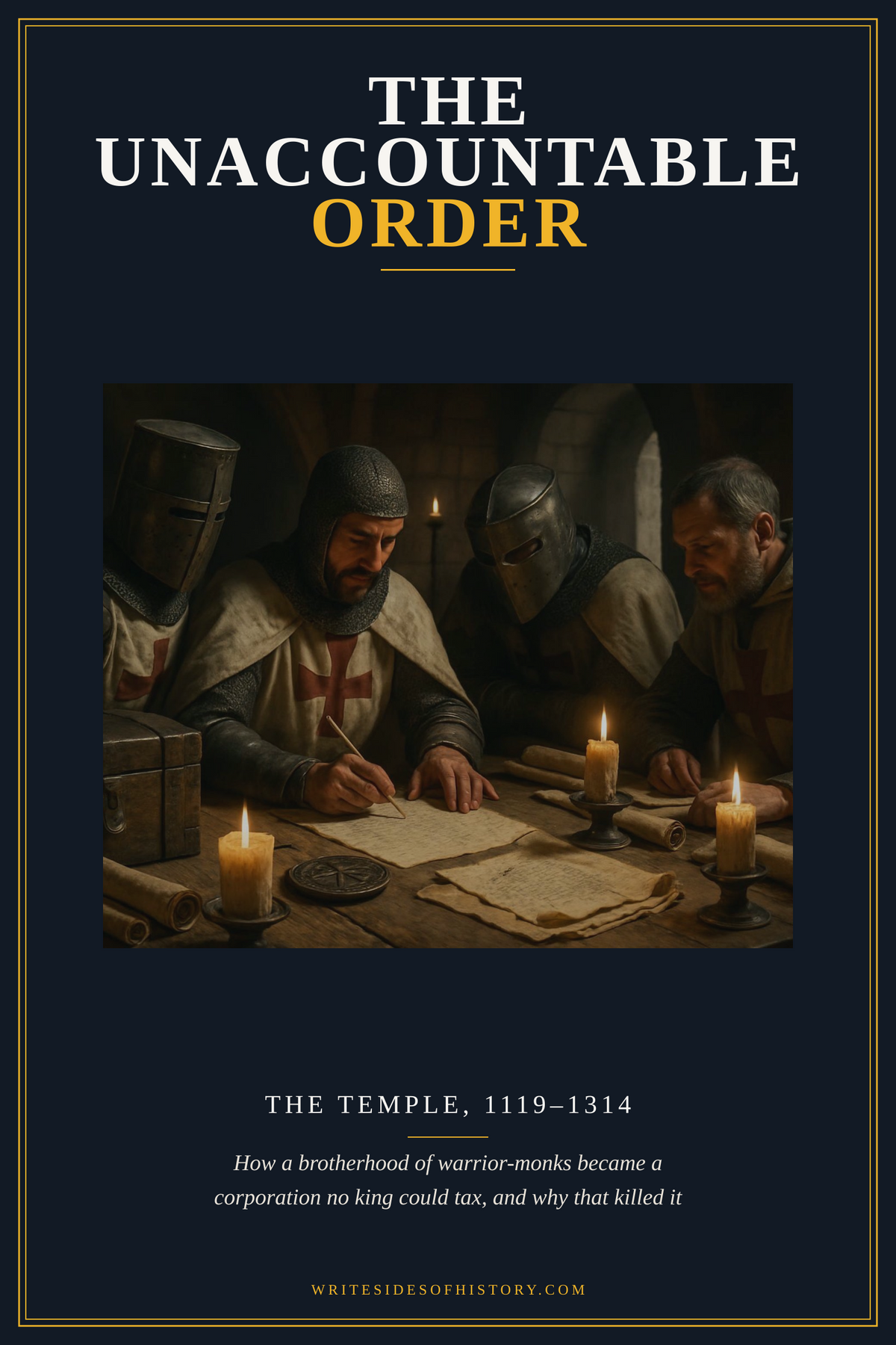 Cover of The Unaccountable Order: How the Knights Templar Outgrew the Medieval World, in the Writesides of History series frame